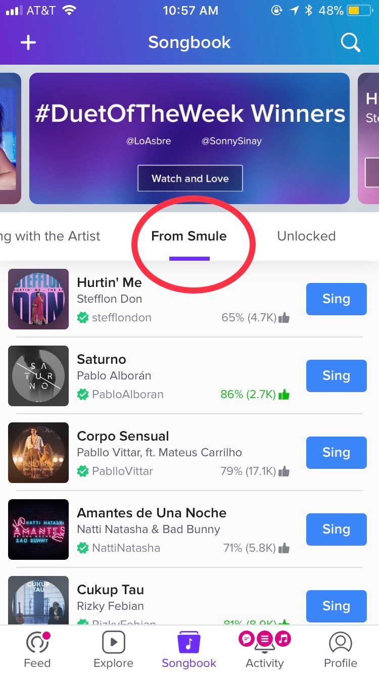 How to find Smule Official Songs in Songbook! Smule