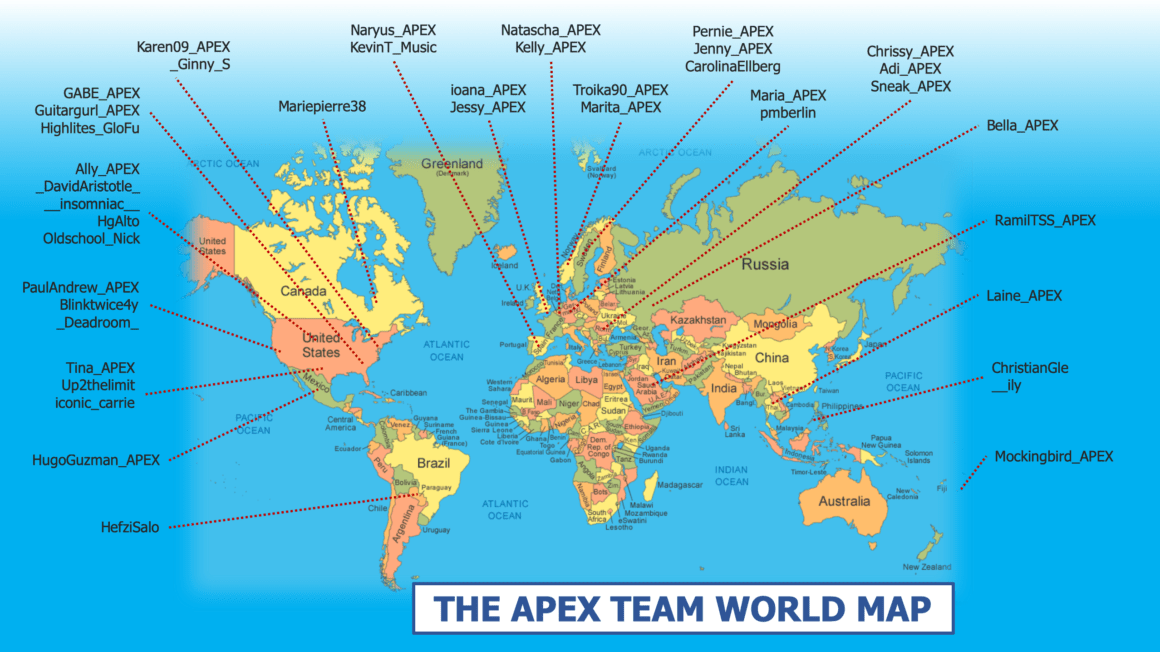 Global map of Apex team